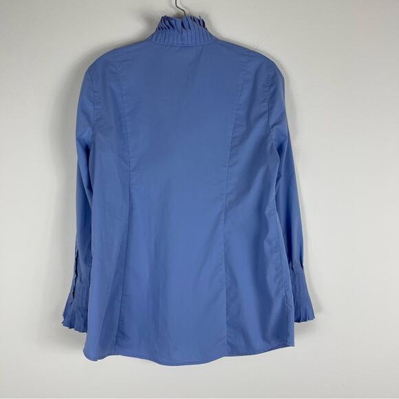 Soft Surroundings blue ruffle lightweight popover preppy shirt top PS - Picture 7 of 8